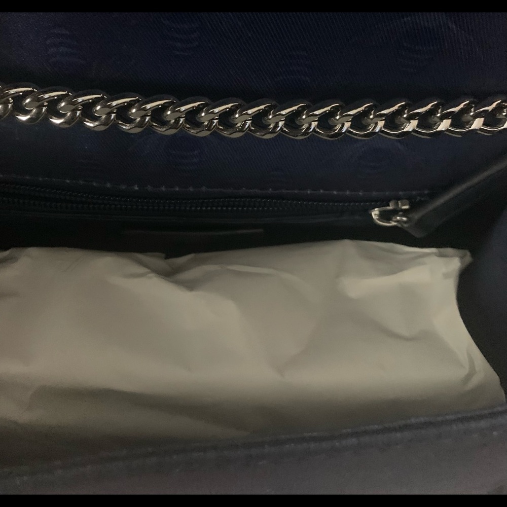 Christian Siriano blue ruffle chain strap bag - Picture 7 of 11